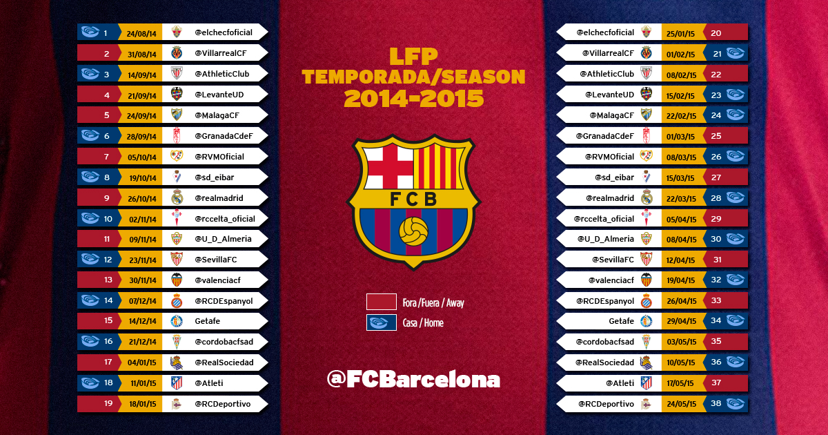 Liga la barcelona schedule