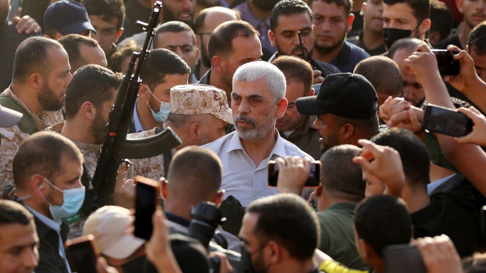 Hamas sinwar yahya leader interview gaza chief ap tactics defends israeli terror paper attends conference strip city may group hana